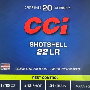CCI 22LR Shotshell Pest Control #12 Shot 1/15oz 31 Grain 1000 FPS - 20 rds/box